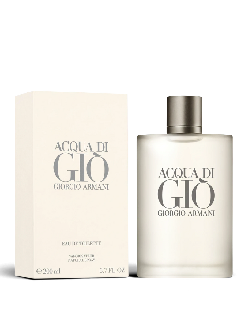 euaden Giorgio Armani Acqua Di Gio erkek parfümü, 200ml şık cam şişesi ve orijinal beyaz kutusu ile