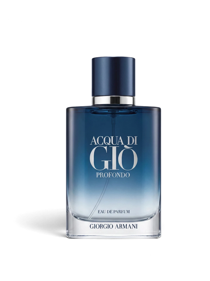 euaden Giorgio Armani Acqua Di Gio Profondo erkek parfümü, koyu lacivert degrade cam şişeli modern tasarım