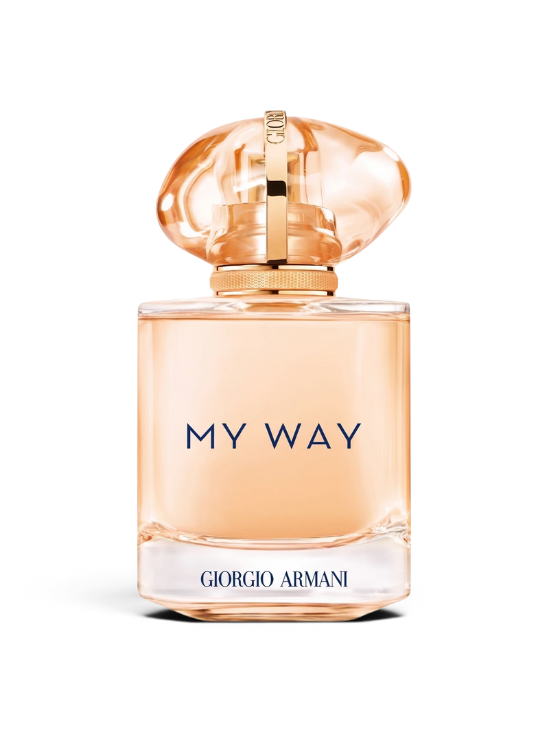 euaden Giorgio Armani My Way Sun Vanillia kadın parfümü, şık cam şişesi ve altın detaylı kapağı ile