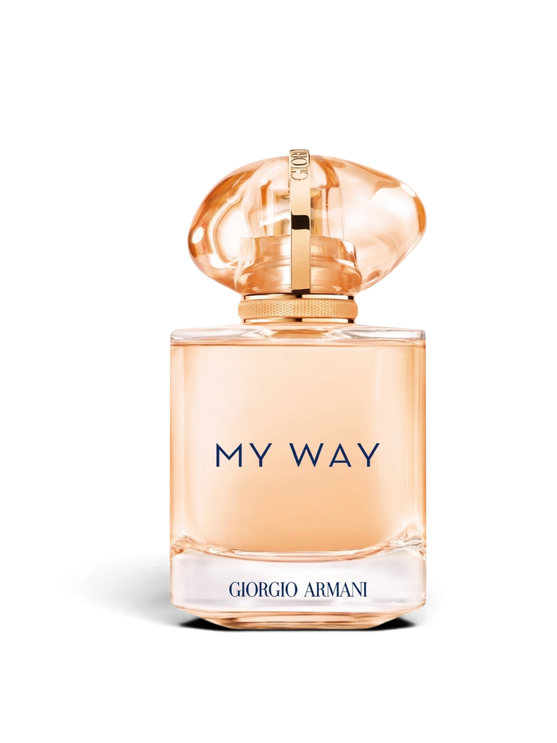 euaden Giorgio Armani My Way Sun Vanillia kadın parfümü, şık cam şişesi ve altın detaylı kapağı ile