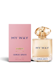 euaden Giorgio Armani My Way Sun Vanillia kadın parfümü, pembe kutusu ve şık cam şişesiyle 80 ml eau de parfum