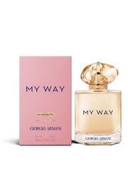 euaden Giorgio Armani My Way Sun Vanillia kadın parfümü, pembe kutusu ve şık cam şişesiyle 80 ml eau de parfum