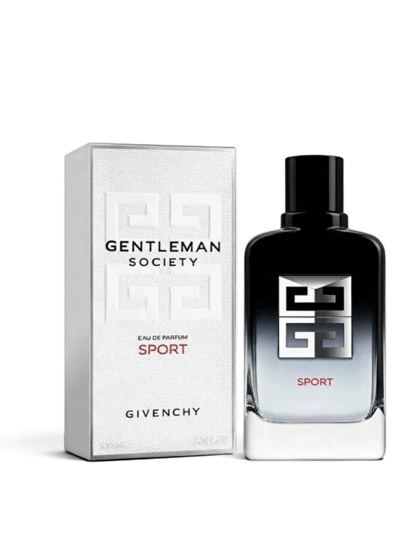 euaden Givenchy Gentleman Society Sport erkek parfümü, siyah ve gümüş renkli şık şişesi ve kutusu ile 100 ml EDP