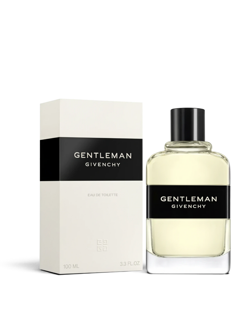 euaden Givenchy Gentlemen EDT 100 ml erkek parfümü, şık cam şişesi ve beyaz kutusu ile odunsu ve ferah bir koku.