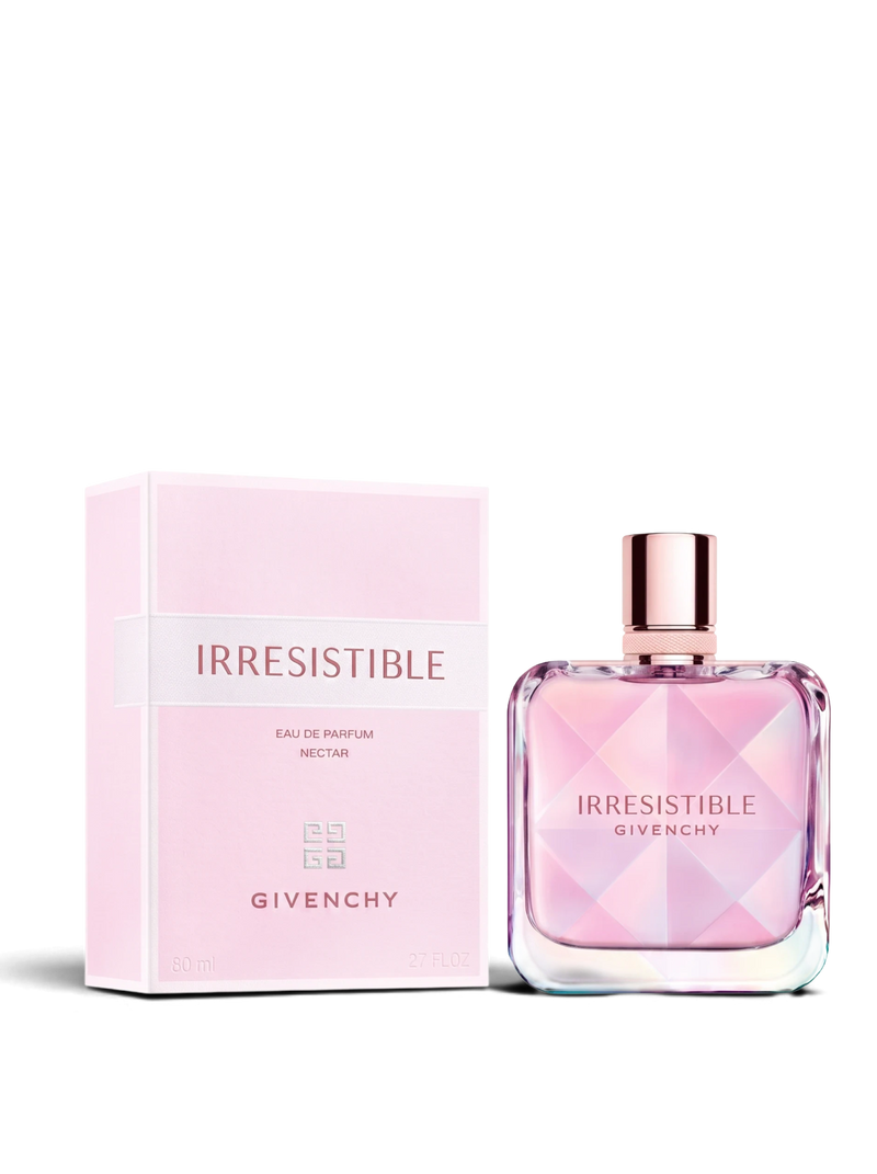euaden GIVENCHY Irresistible Nectar 50 ml kadın parfümü, pembe kutusu ve geometrik kesimli şık cam şişesiyle