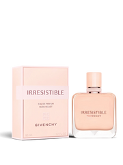 euaden Givenchy Irresistible Nude Velvet kadın parfümü, şık cam şişesi ve pudra pembesi kutusu ile zarif tasarım.