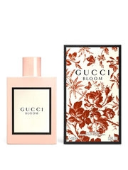 euaden Gucci Bloom 100 ml kadın parfümü, pudra pembesi şişesi ve çiçek desenli kutusuyla zarif bir sunum sergiliyor.