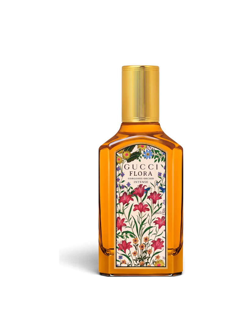 euaden Gucci Flora Gorgeous Orchid Intense sarı cam şişeli, ikonik çiçek desenli 100 ml kadın parfümü