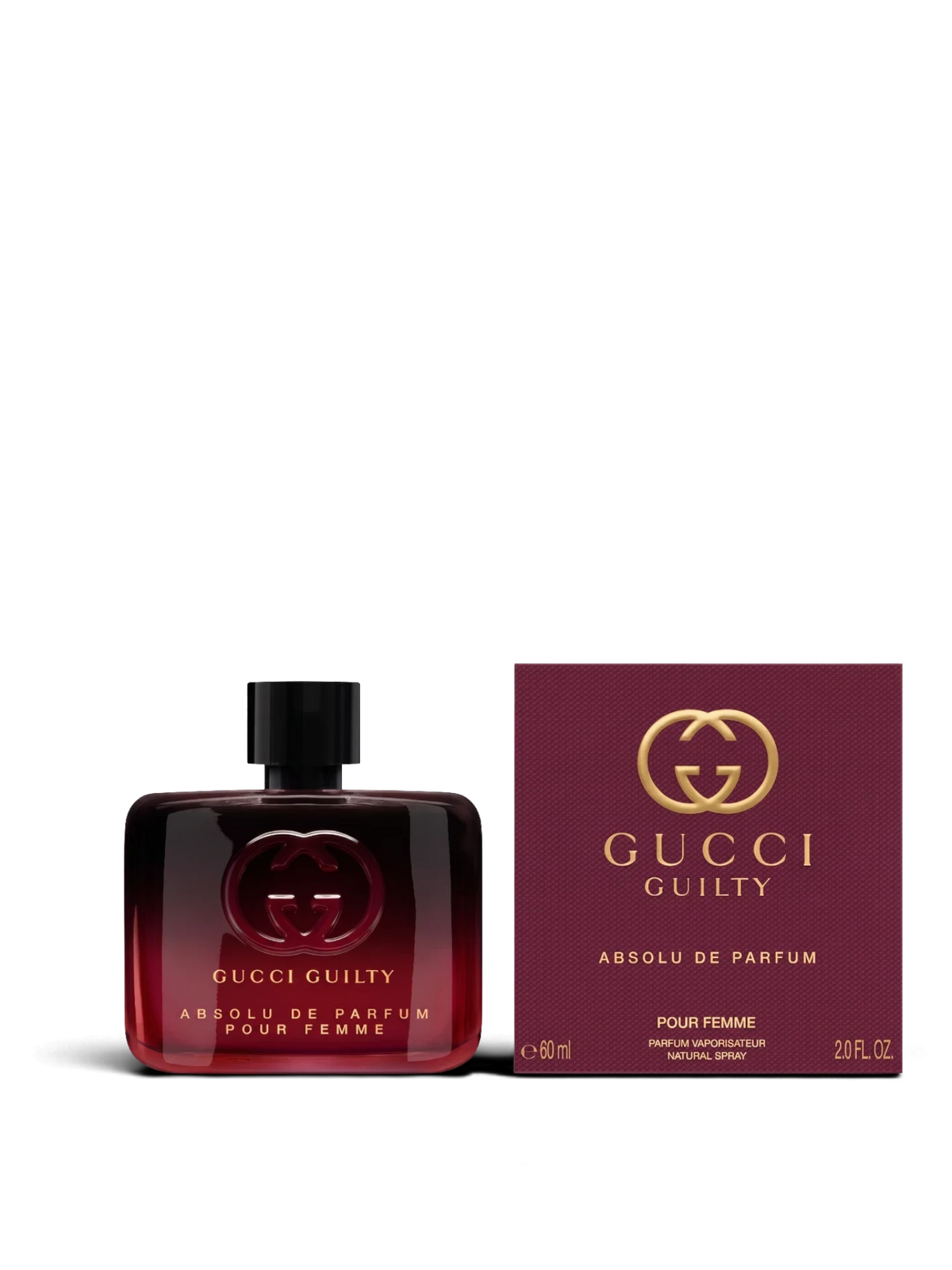 euaden Gucci Guilty Absolute Pour Femme 60 ml parfüm şişesi ve bordo renkli kutusu
