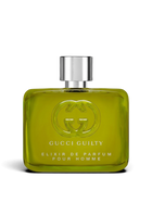euaden Gucci Guilty Elixir de Parfum Pour Homme 60 ml erkek parfüm şişesi, yeşil cam tasarımlı ve gümüş kapaklı