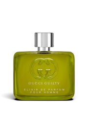 euaden Gucci Guilty Elixir de Parfum Pour Homme 60 ml erkek parfüm şişesi, yeşil cam tasarımlı ve gümüş kapaklı