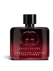 euaden Gucci Guilty Absolute Pour Femme 60 ml kadın parfümü, koyu kırmızı cam şişesi ve ikonik Gucci logosu ile