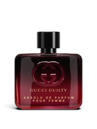 euaden Gucci Guilty Absolute Pour Femme 60 ml kadın parfümü, koyu kırmızı cam şişesi ve ikonik Gucci logosu ile