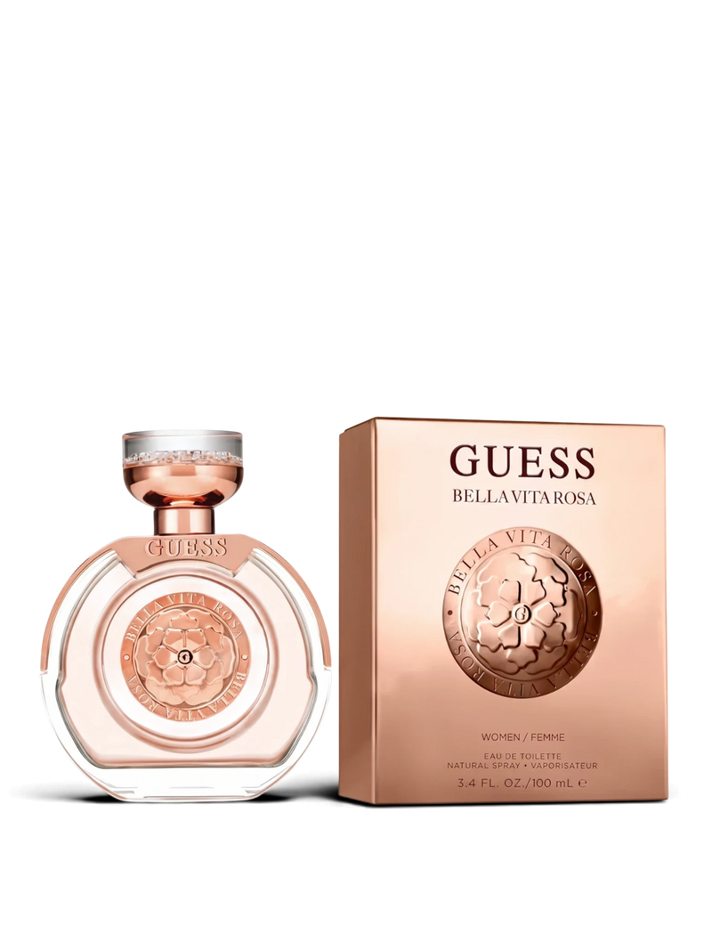 euaden GUESS Bella Vita Rosa kadın parfümü, pembe altın detaylı şık cam şişesi ve zarif kutusu ile 100 ml EDT