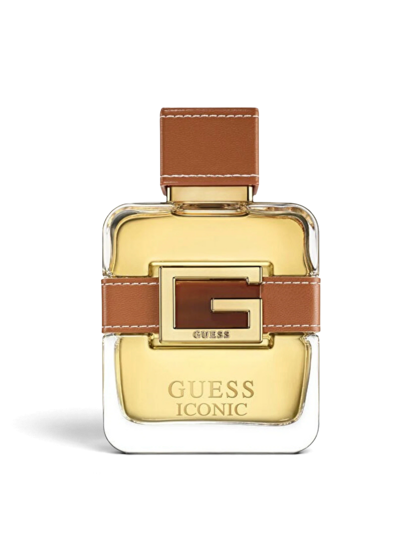euaden GUESS Iconic Men EDP 100 ml erkek parfümü, deri detaylı şık cam şişe tasarımıyla