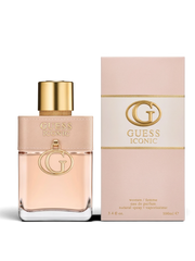 euaden GUESS Iconic Woman 100 ml EDP parfüm, şık pembe kutusu ve altın detaylı cam şişesi ile zarif kadın kokusu