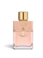 euaden GUESS Iconic Woman EDP 100 ml pembe cam şişeli, altın detaylı ve deri görünümlü kapaklı kadın parfümü