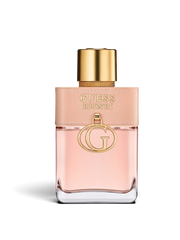 euaden GUESS Iconic Woman EDP 100 ml pembe cam şişeli, altın detaylı ve deri görünümlü kapaklı kadın parfümü