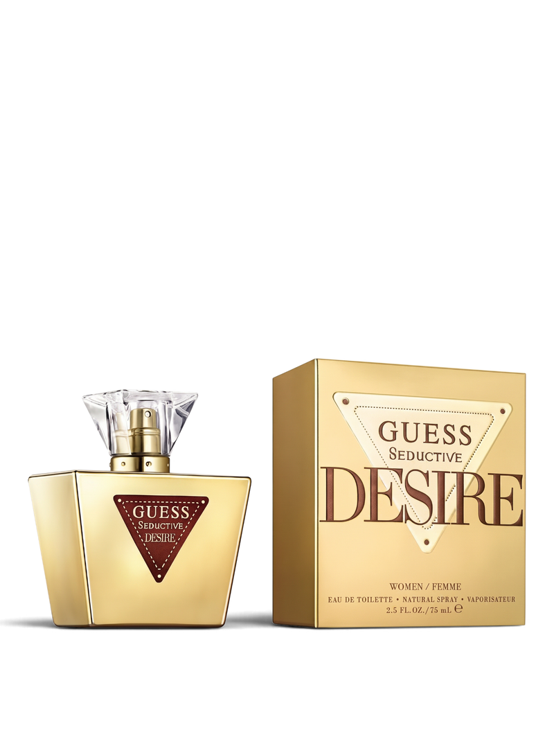 euaden Guess Seductive Desire kadın parfümü, altın renkli şık şişesi ve kutusu ile 75 ml EDT