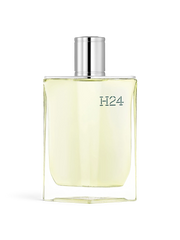 euaden HERMÈS H24 erkek parfümü, şeffaf cam şişede açık sarı renkli aromatik ve botanik kokulu EDT
