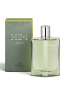 euaden tarafından sunulan, yeşil tonlu cam şişesi ve kutusuyla HERMÈS H24 Herbes Vives 100 ml erkek parfümü