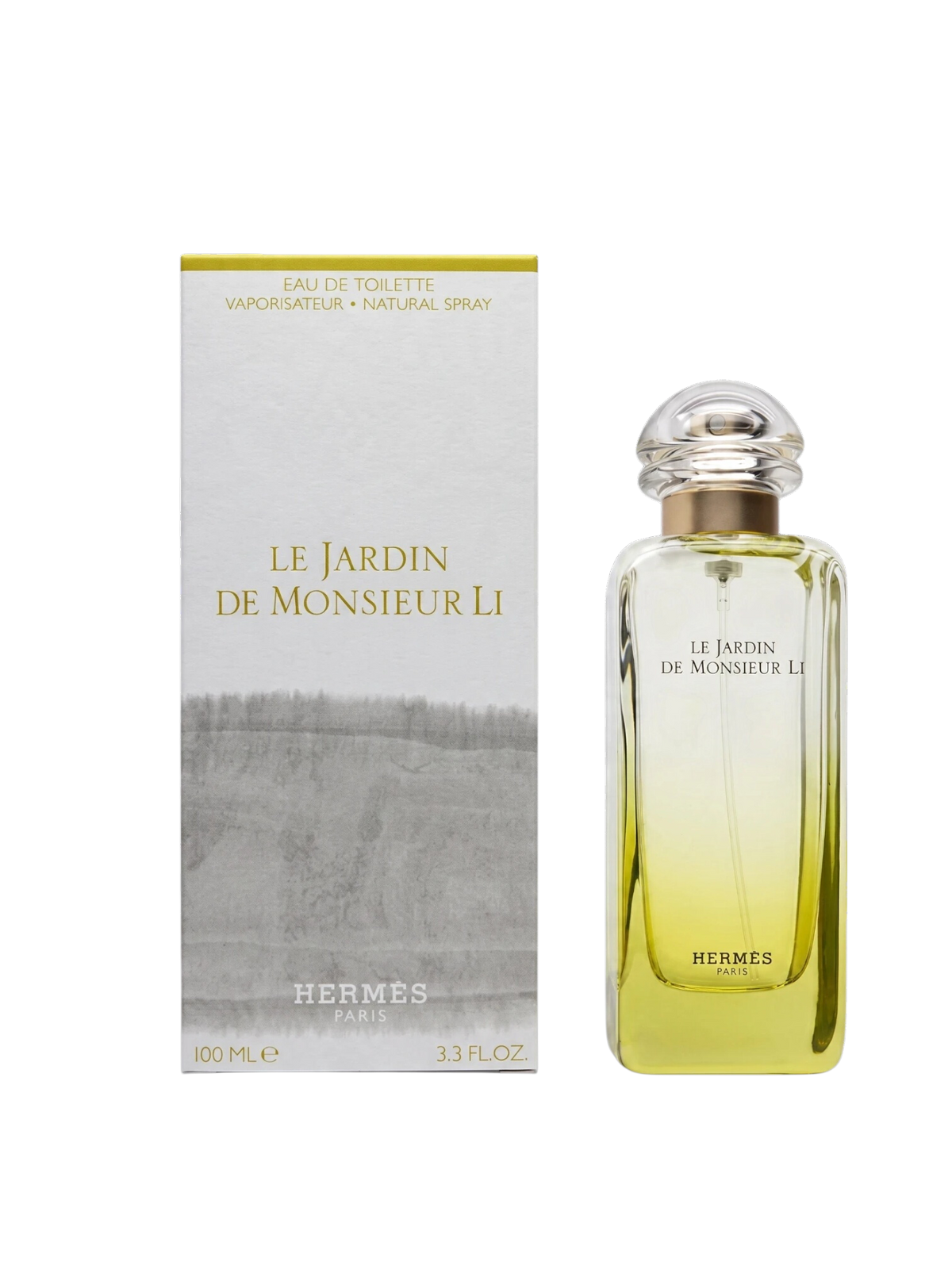 euaden tarafından sunulan, sarı tonlu cam şişesi ve zarif kutusuyla Hermès Le Jardin de Monsieur Li unisex parfüm