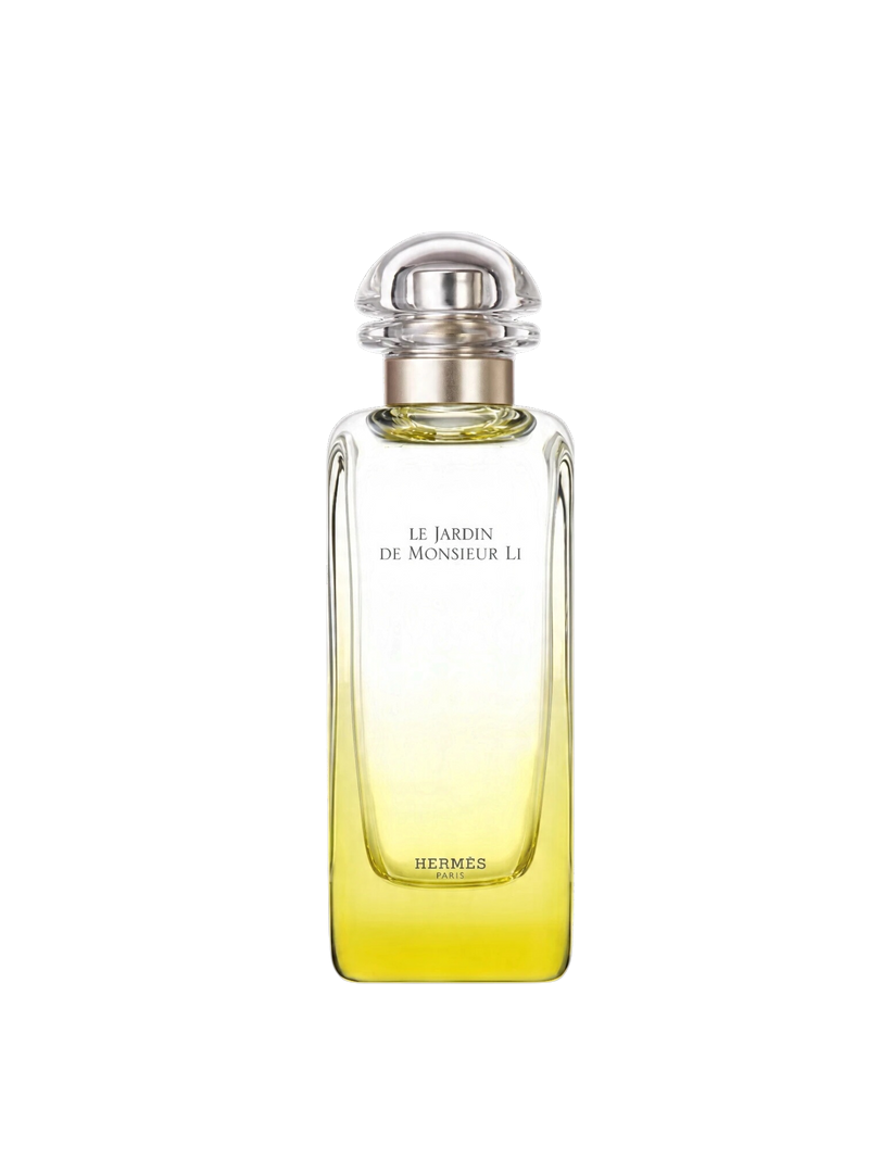 euaden HERMÈS Le Jardin de Monsieur Li 100 ml unisex parfüm, şeffaf cam şişesi ve sarı tonlu zarif tasarımıyla.