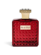 euaden Houbigant Rose Du Desert unisex parfüm, dokulu kırmızı cam şişesi ve altın rengi kapak detaylarıyla
