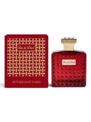 euaden HOUBIGANT Rose Du Desert unisex parfum extreme, altın detaylı kırmızı desenli şişe ve kutusu