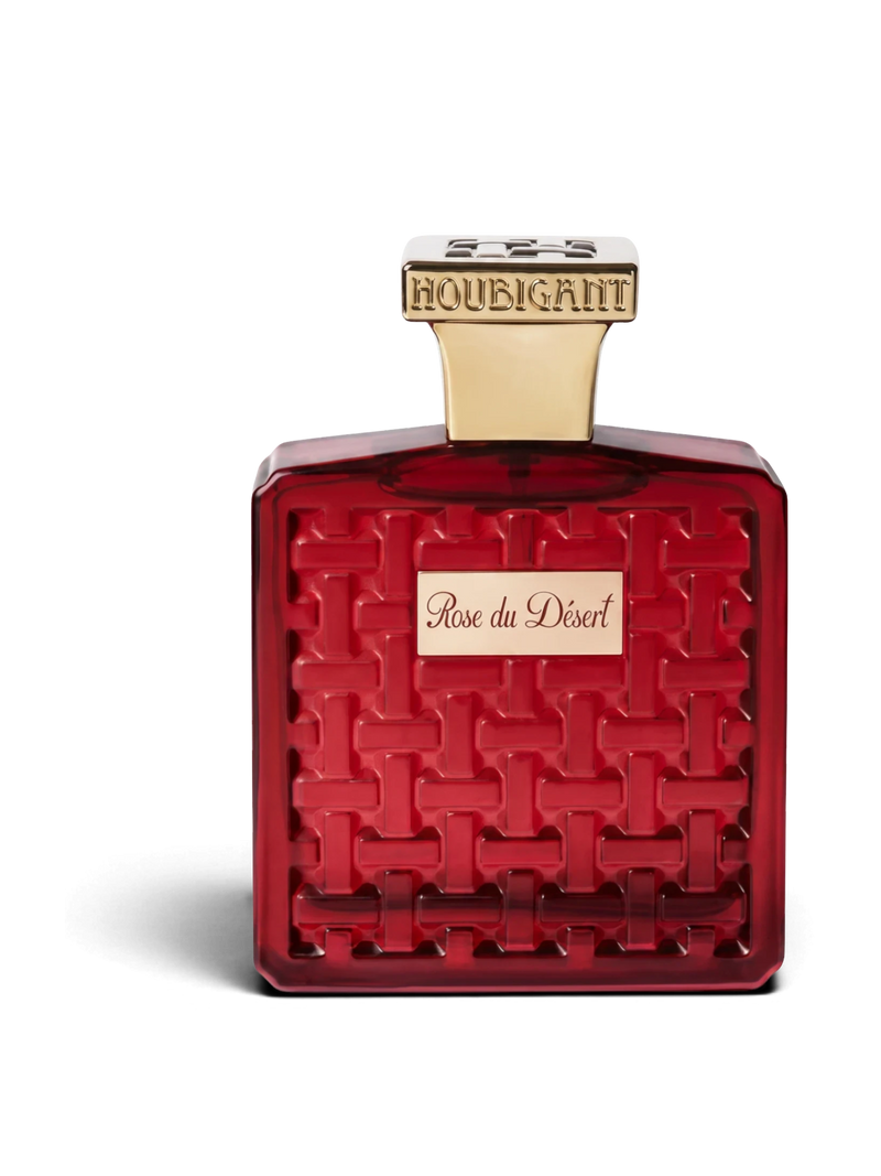 euaden HOUBIGANT Rose Du Desert 100 ml unisex parfüm, kırmızı dokulu cam şişesi ve altın detaylı kapağı ile zarif tasarım