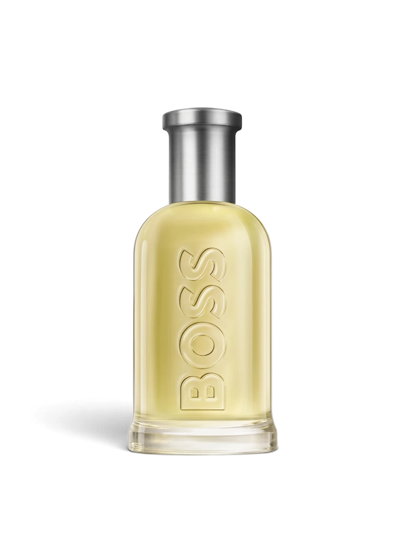 euaden HUGO BOSS Boss Bottled erkek parfümü, şık cam şişesi ve metalik kapağı ile ikonik odunsu koku tasarımı.