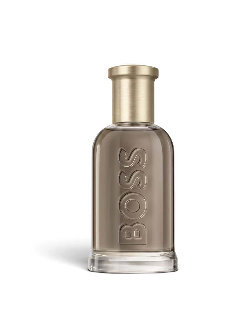 euaden HUGO BOSS Boss Bottled EDP erkek parfümü, şık cam şişesi ve metalik altın rengi kapağı ile modern tasarım.