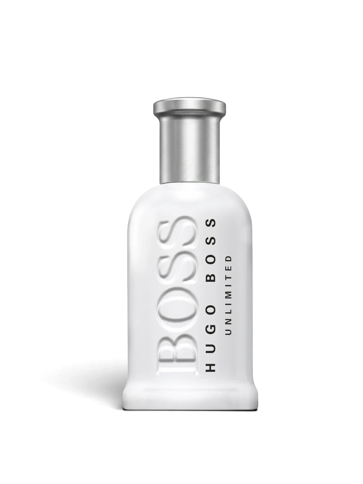euaden HUGO BOSS Boss Bottled Unlimited erkek parfümü, beyaz şişe tasarımı ve gümüş kapak detayı ile