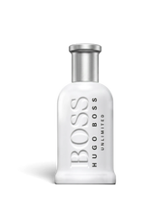 euaden HUGO BOSS Boss Bottled Unlimited erkek parfümü, beyaz şişe tasarımı ve gümüş kapak detayı ile