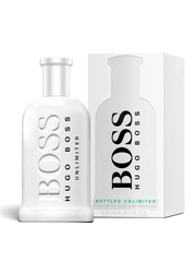 euaden HUGO BOSS Boss Bottled Unlimited erkek parfümü, beyaz şişe ve kutu tasarımı ile ferah odunsu koku