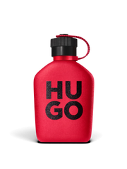 euaden HUGO BOSS Hugo Intense Parfum, üzerinde siyah HUGO yazısı bulunan ikonik kırmızı mat şişeli erkek parfümü