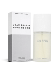 euaden Issey Miyake L'Eau d'Issey Pour Homme erkek parfümü, şık beyaz ve gri kutusuyla birlikte 125ml cam şişe