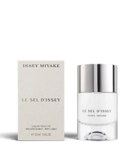 euaden Issey Miyake Le Sel d'Issey 50ml kadın parfümü, şık cam şişesi ve minimalist beyaz kutusu ile