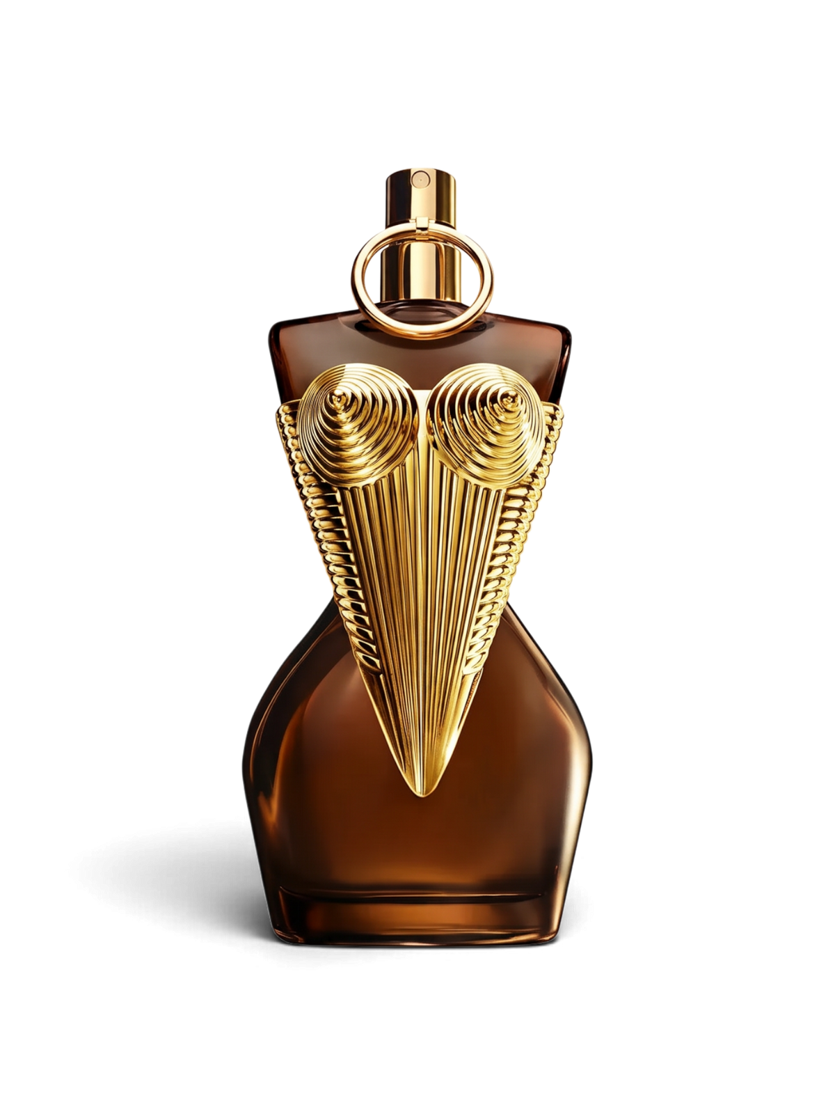 Euaden Jean Paul Gaultier Divine Le Elixir kadın parfümü, ikonik altın korse detaylı koyu cam şişe tasarımı