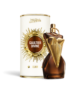 euaden Jean Paul Gaultier Divine Le Elixir kadın parfümü, altın detaylı ikonik şişesi ve özel kutusu ile