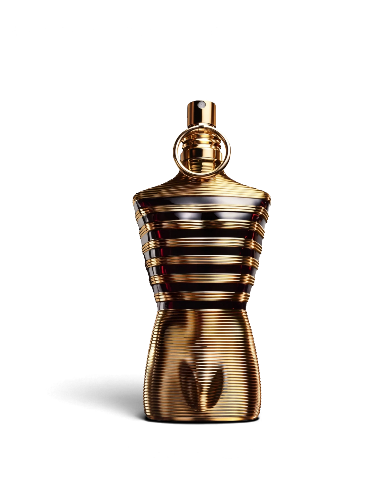 euaden Jean Paul Gaultier Le Male Elixir erkek parfümü, altın rengi çizgili ikonik gövde tasarımıyla