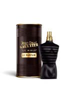 euaden Jean Paul Gaultier Le Male Le Parfum erkek parfümü, siyah ve altın renkli ikonik şişesi ve metal kutusu