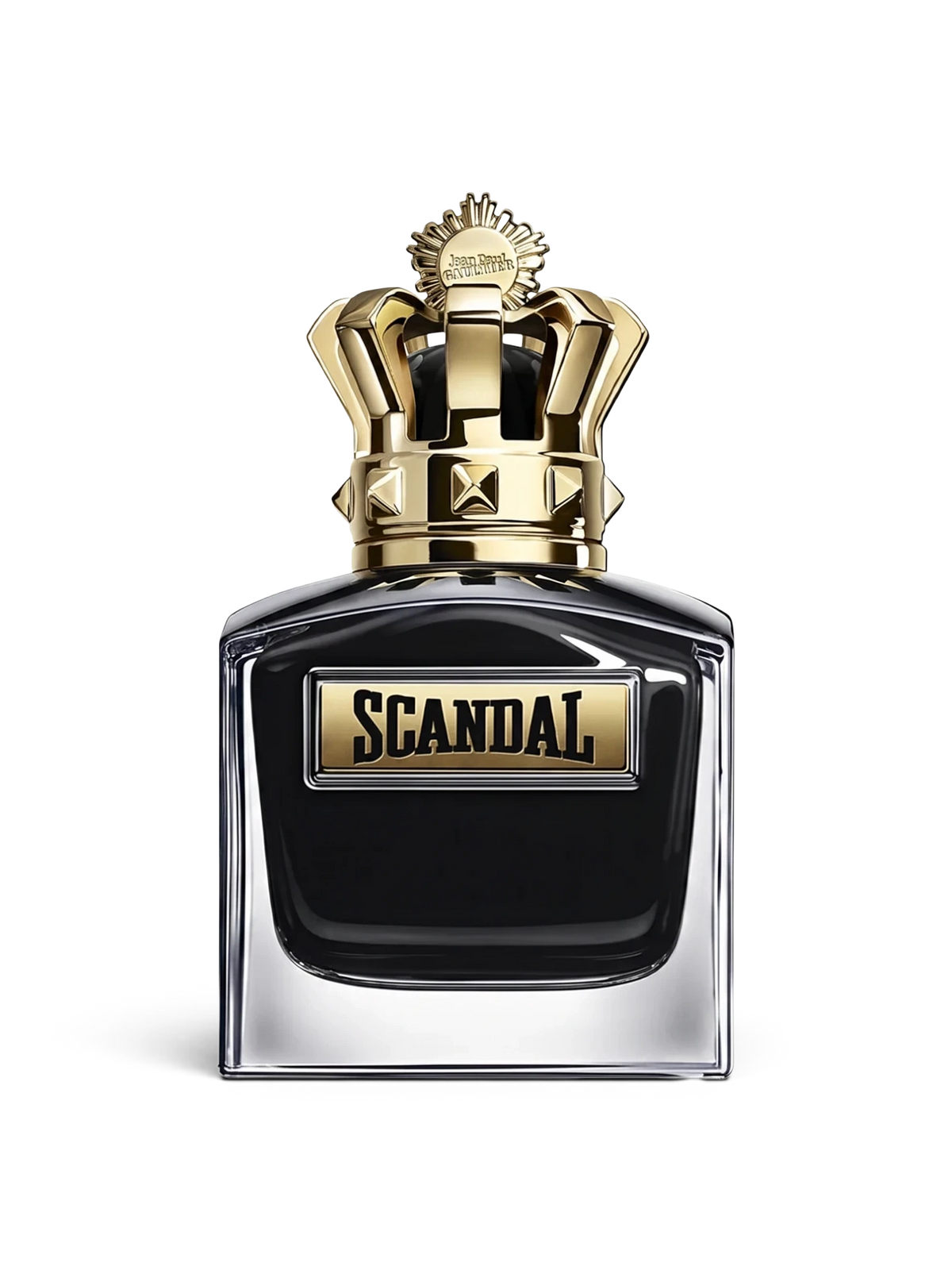 euaden Jean Paul Gaultier Scandal Pour Homme Le Parfum erkek parfümü, altın taç kapaklı siyah cam şişe tasarımı