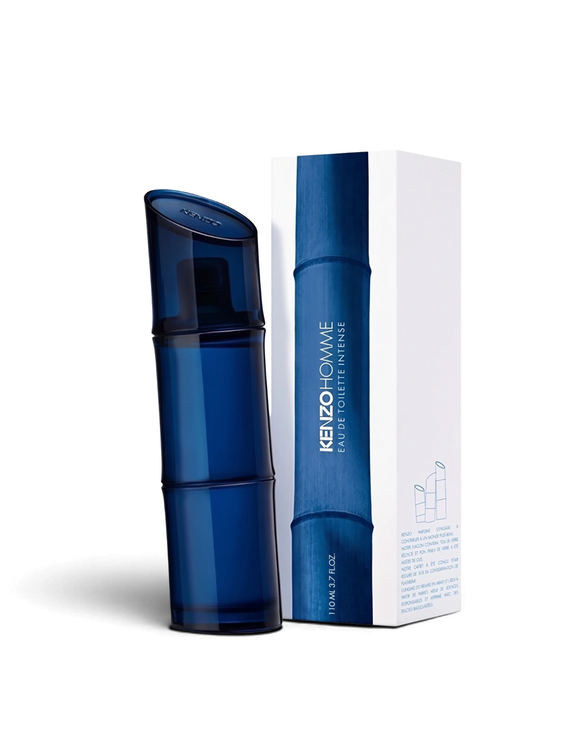 euaden KENZO Pour Homme 110 ml erkek parfümü, bambu formunda koyu mavi cam şişesi ve özel kutusu ile
