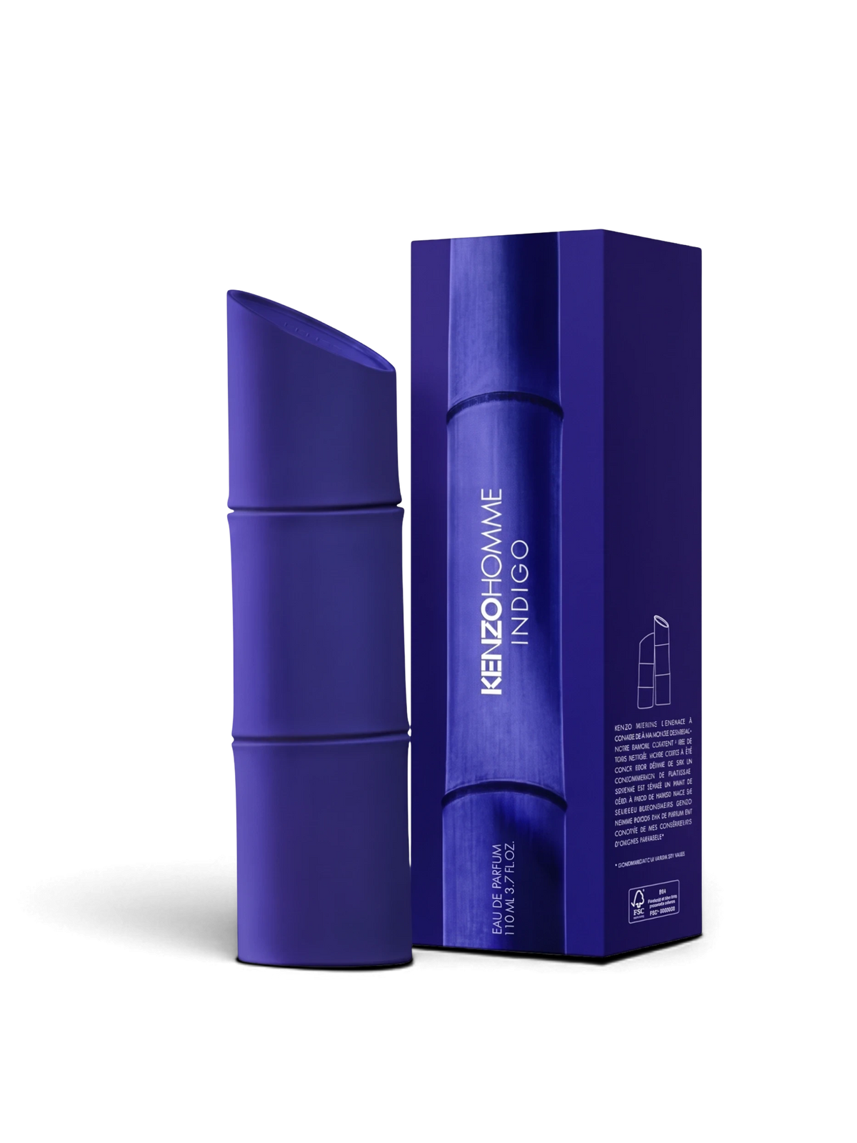 euaden Kenzo Pour Homme Indigo erkek parfümü, bambu tasarımlı koyu mavi şişesi ve uyumlu kutusu ile 110 ml EDP