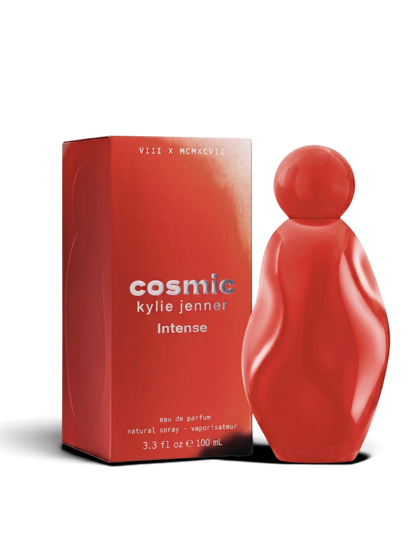 euaden Kylie Jenner Cosmic Intense 100 ml kadın parfümü ve kırmızı kutusu, şık ve modern tasarım