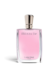 euaden Lancôme Miracle kadın parfümü, şık cam şişesinde pembe renkli çiçeksi ve ferah koku