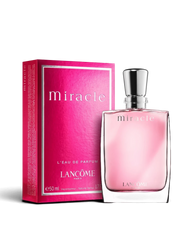 euaden Lancôme Miracle kadın parfümü, pembe cam şişesi ve şık kutusuyla 50 ml eau de parfum