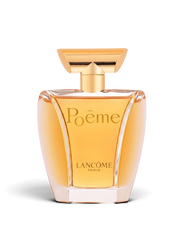euaden Lancôme Poême kadın parfümü, altın rengi cam şişesi ve zarif tasarımıyla çiçeksi ve oryantal bir koku.