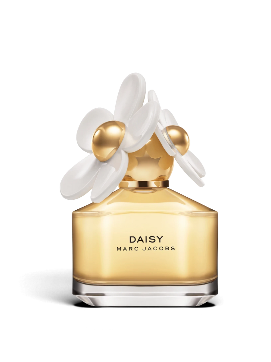 euaden MARC JACOBS Daisy kadın parfümü, beyaz papatya kapaklı ve altın rengi cam şişeli 100 ml EDT